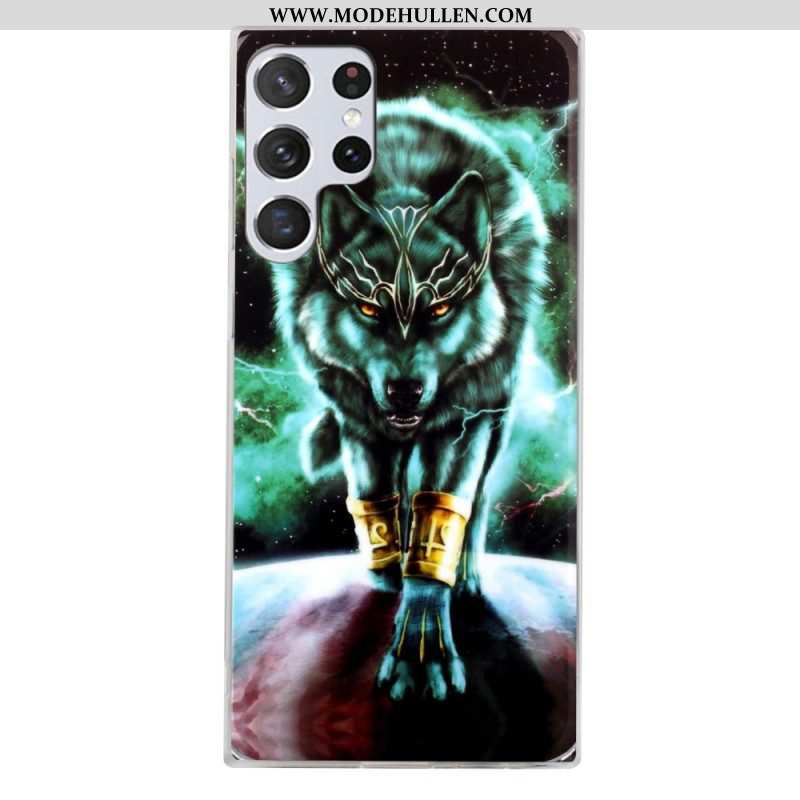 Hülle Für Samsung Galaxy S22 Ultra 5G Fluoreszierender Wolf