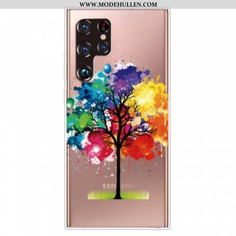 Hülle Für Samsung Galaxy S22 Ultra 5G Nahtloser Aquarellbaum