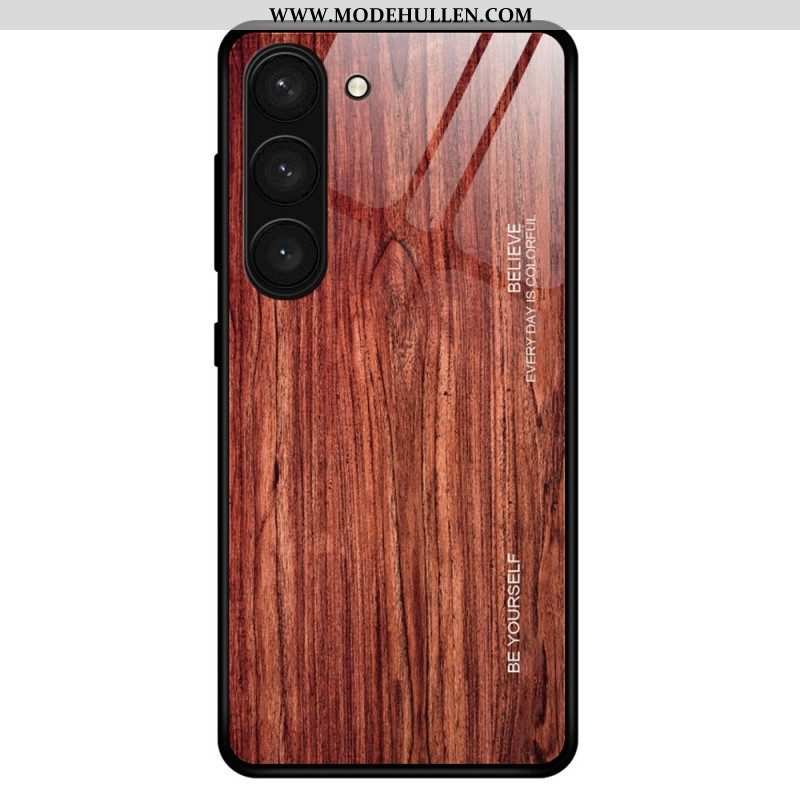 Hülle Für Samsung Galaxy S23 5G Holzdesign Aus Gehärtetem Glas