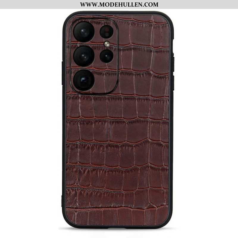 Hülle Für Samsung Galaxy S23 Ultra 5G Echtes Leder Im Krokodil-stil