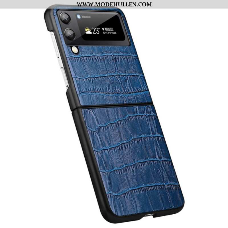 Hülle Für Samsung Galaxy Z Flip 3 5G Flip Case Echtes Leder Mit Krokodilstruktur