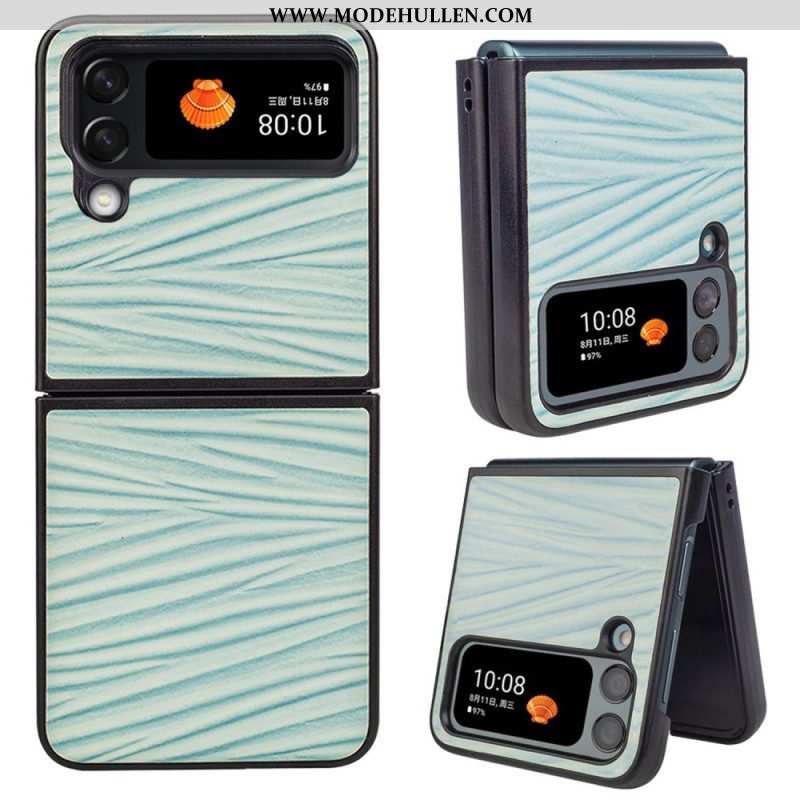 Hülle Für Samsung Galaxy Z Flip 4 Flip Case Echtes Leder Mit Gewellter Textur