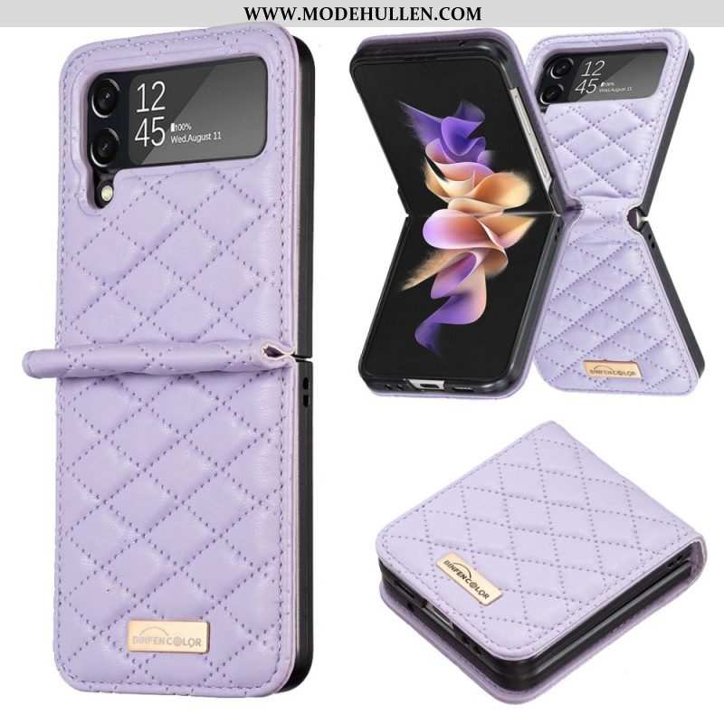 Hülle Für Samsung Galaxy Z Flip 4 Flip Case Gesteppte Binfen-farbe