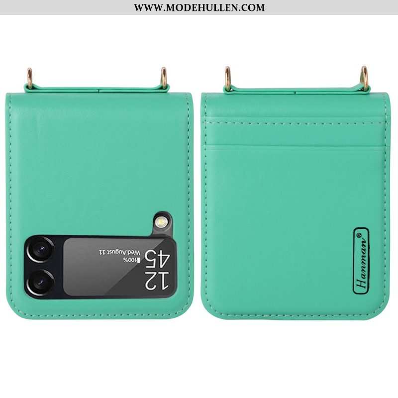 Hülle Für Samsung Galaxy Z Flip 4 Flip Case Lederstil Mit Riemen