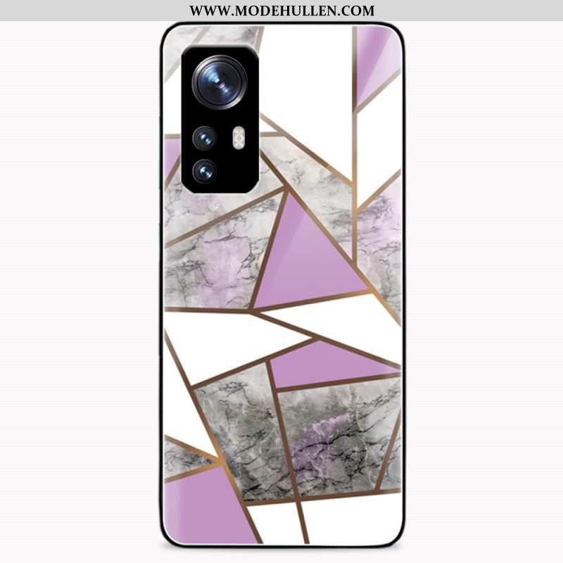 Hülle Für Xiaomi 12 / 12X Geometrie Marmor Gehärtetes Glas