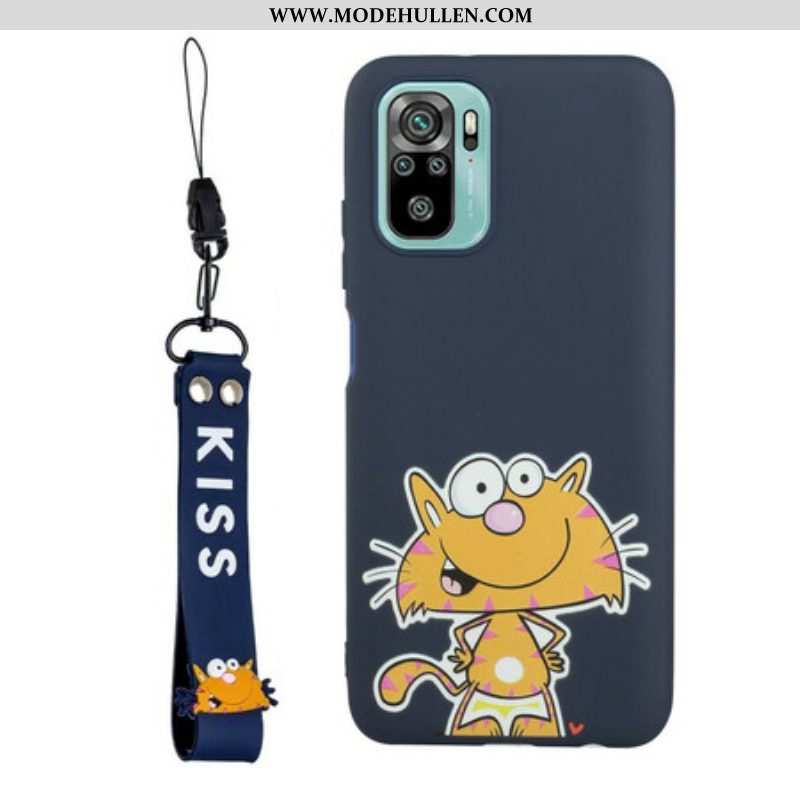 Hülle Für Xiaomi Redmi Note 10 / 10S Katze Mit Lanyard-kuss