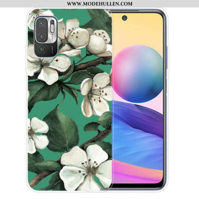 Hülle Für Xiaomi Redmi Note 10 5G Bemalte Weiße Blumen