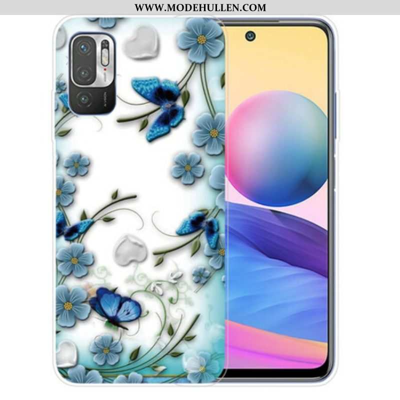 Hülle Für Xiaomi Redmi Note 10 5G Retro-schmetterlinge Und Blumen