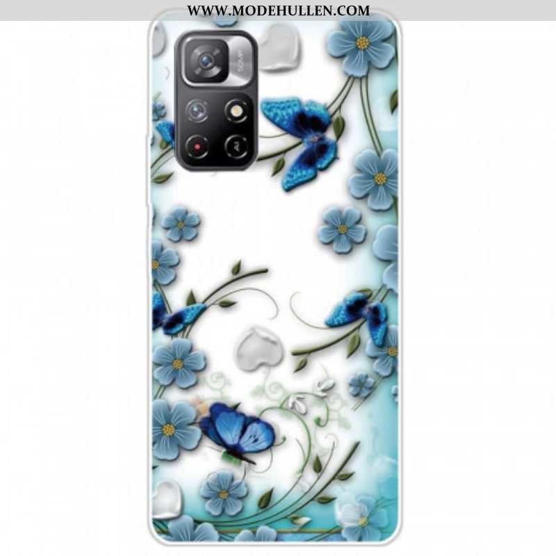 Hülle Für Xiaomi Redmi Note 11 Pro Plus 5G Blaue Blumen Und Schmetterlinge