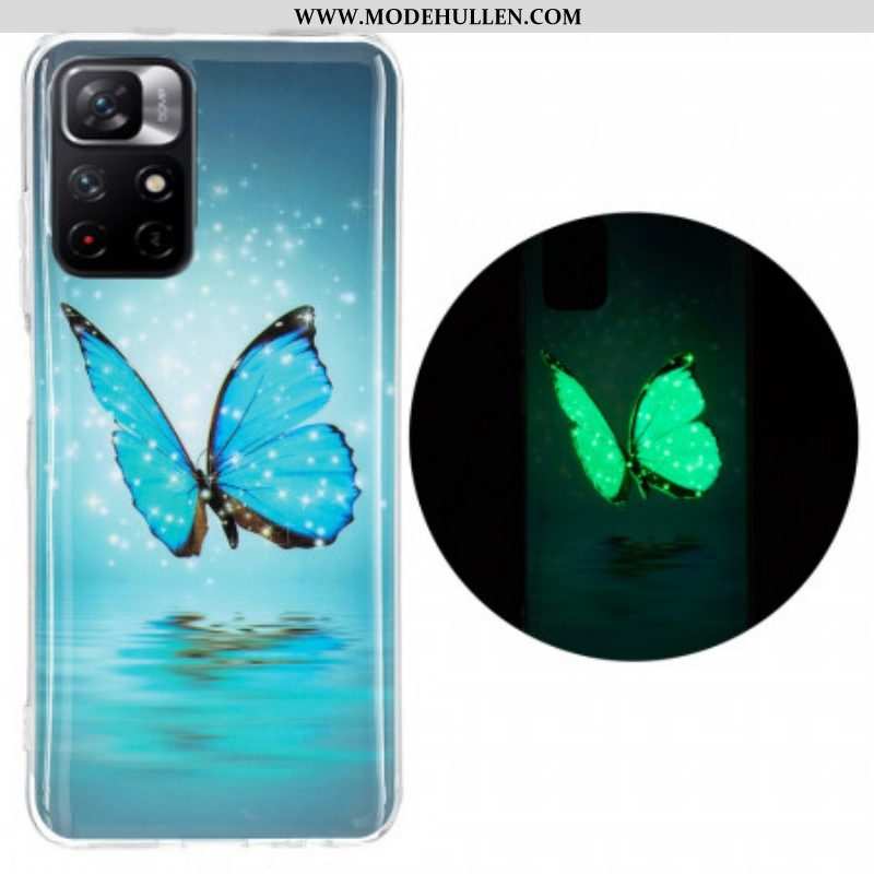 Hülle Für Xiaomi Redmi Note 11 Pro Plus 5G Fluoreszierender Blauer Schmetterling