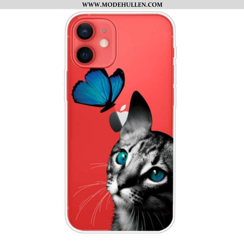 Hülle Für iPhone 13 Mini Katze Und Schmetterling