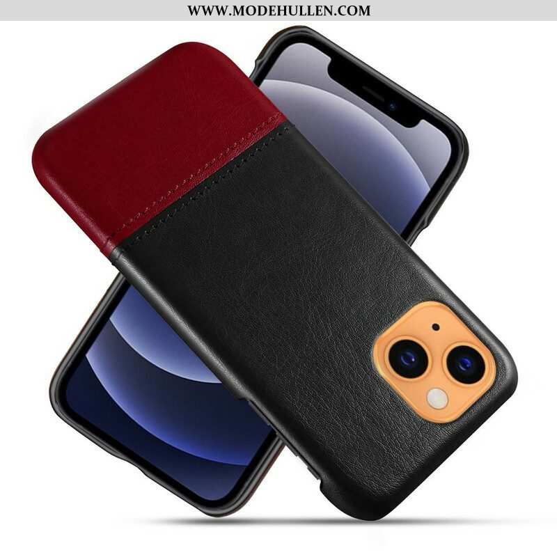 Hülle Für iPhone 13 Mini Ksq Zweifarbiger Ledereffekt