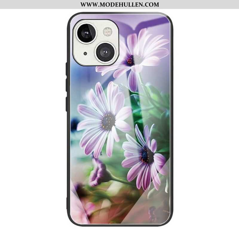 Hülle Für iPhone 13 Mini Realistische Blumen Aus Gehärtetem Glas