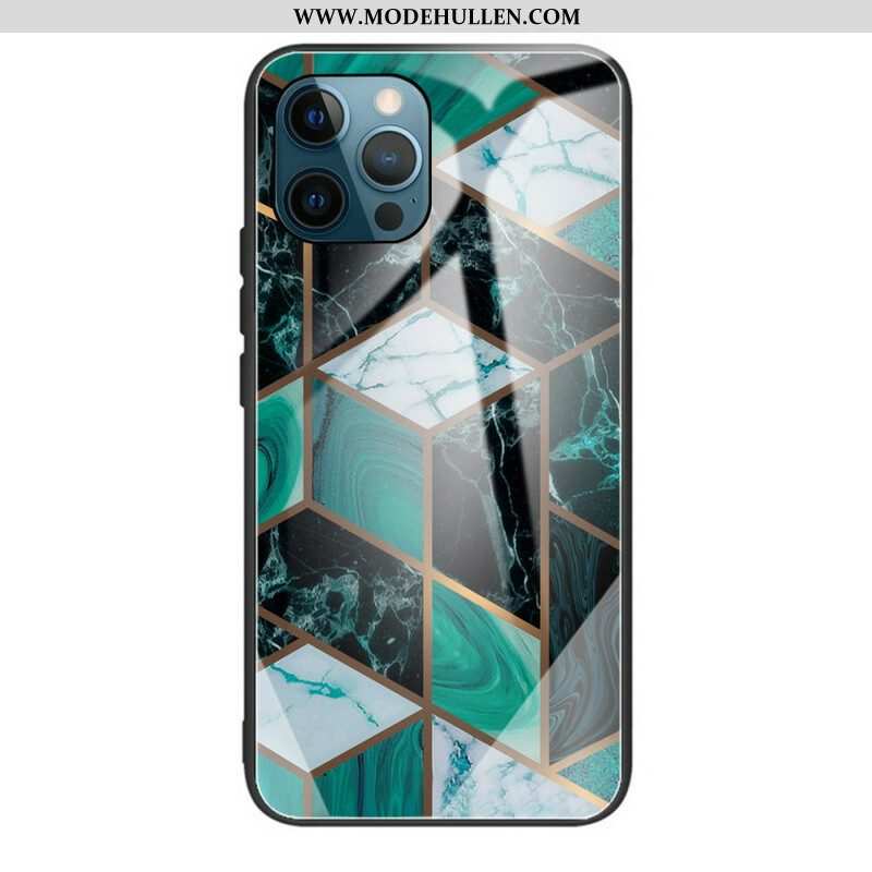 Hülle Für iPhone 13 Pro Max Geometrie Marmor Gehärtetes Glas