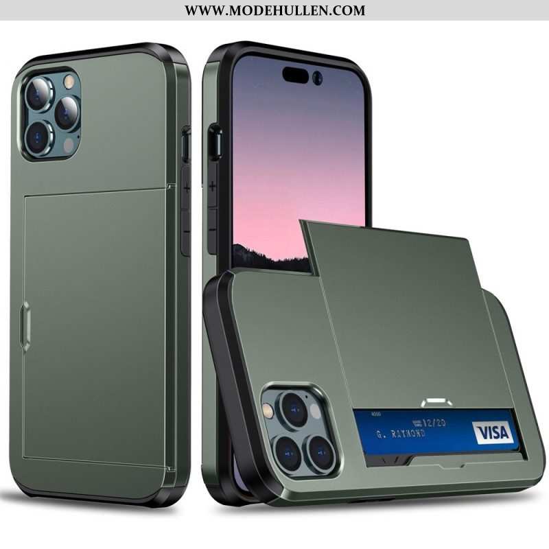 Hülle Für iPhone 14 Pro Max Zwei Kartenhalter Mit Reißverschluss