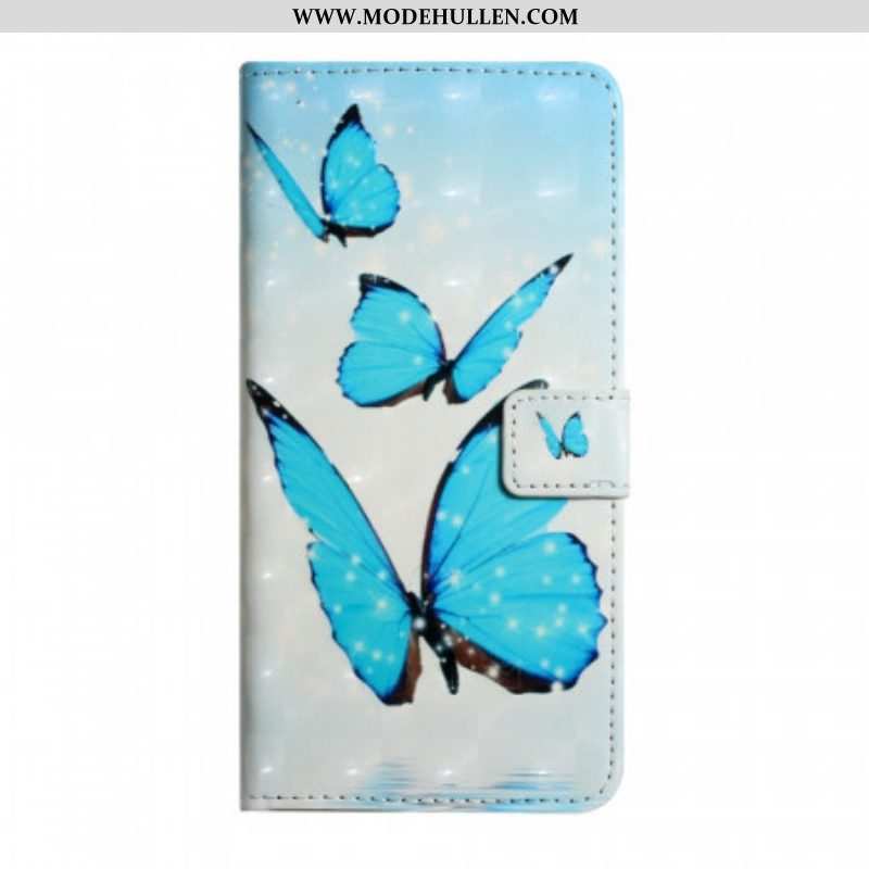 Lederhüllen Für Google Pixel 6 Pro Fliegende Blaue Schmetterlinge