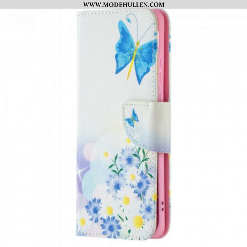 Lederhüllen Für Huawei P50 Pro Bemalte Schmetterlinge Und Blumen