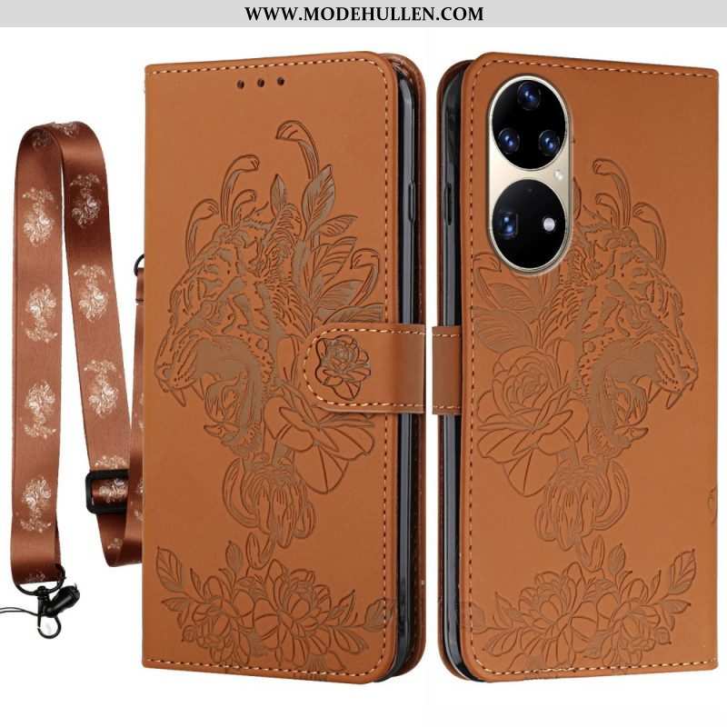 Lederhüllen Für Huawei P50 Pro Mit Kordel Barocker Riemchentiger