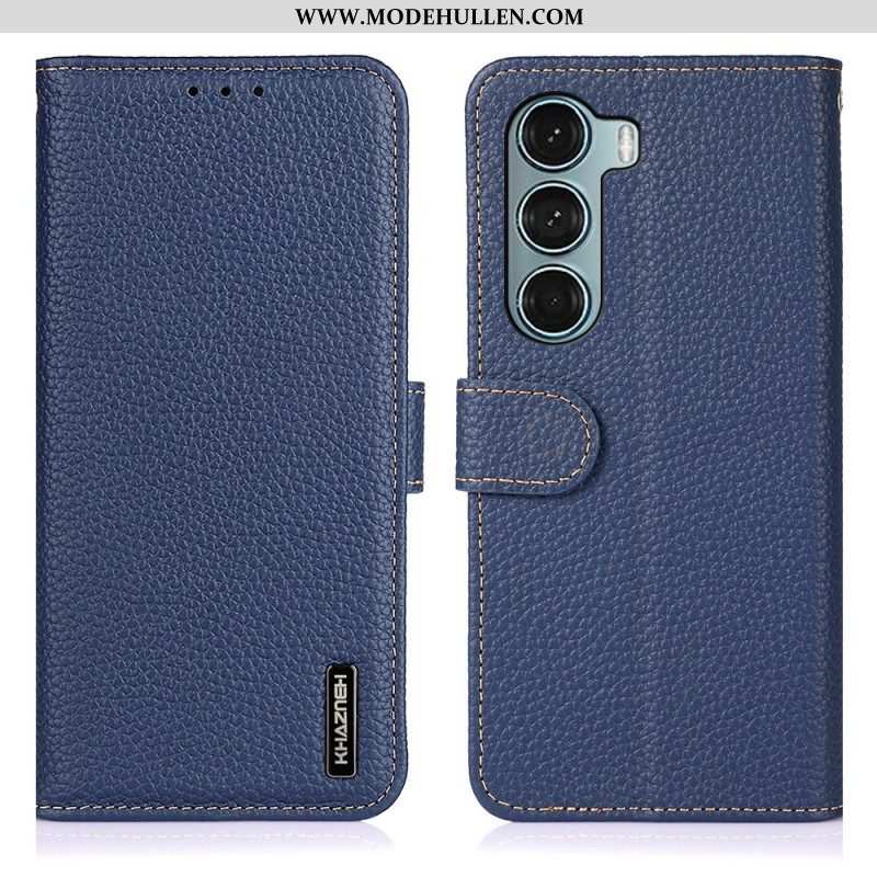 Lederhüllen Für Moto G200 5G Echtes Leder Litschi Khazneh