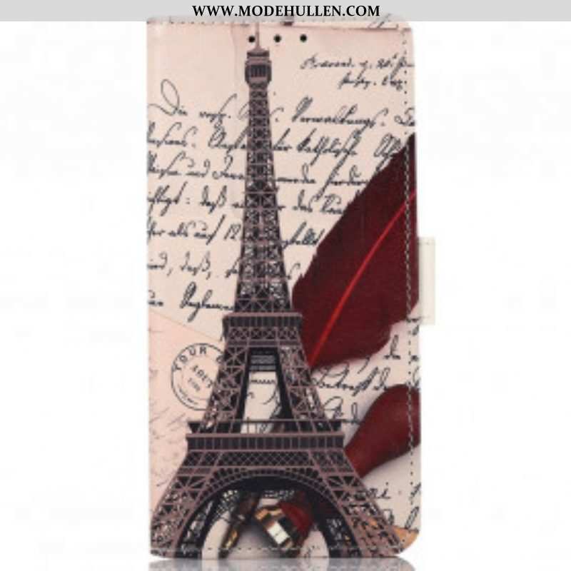 Lederhüllen Für Motorola Edge 20 Pro Der Eiffelturm Des Dichters