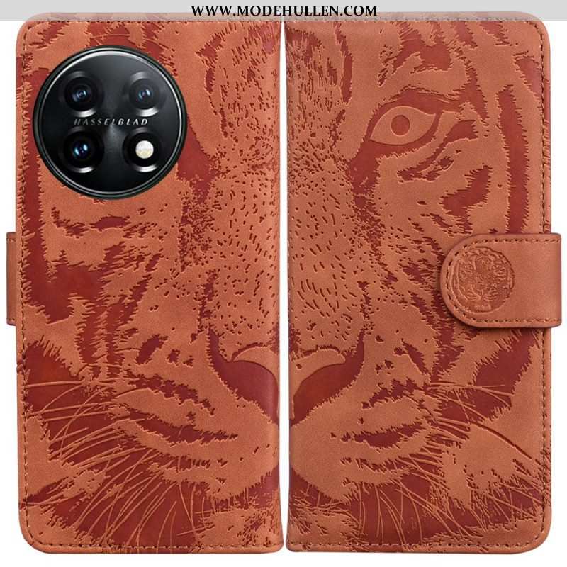 Lederhüllen Für OnePlus 11 5G Tiger-fußabdruck