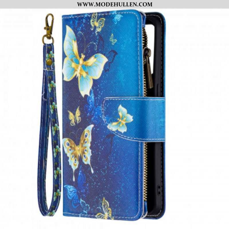 Lederhüllen Für Oppo Reno 6 5G Reißverschlusstasche Mit Schmetterlingen