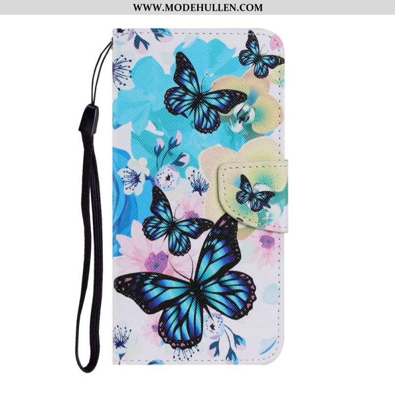 Lederhüllen Für Poco M4 Pro 5G Schmetterlinge Und Sommerblumen