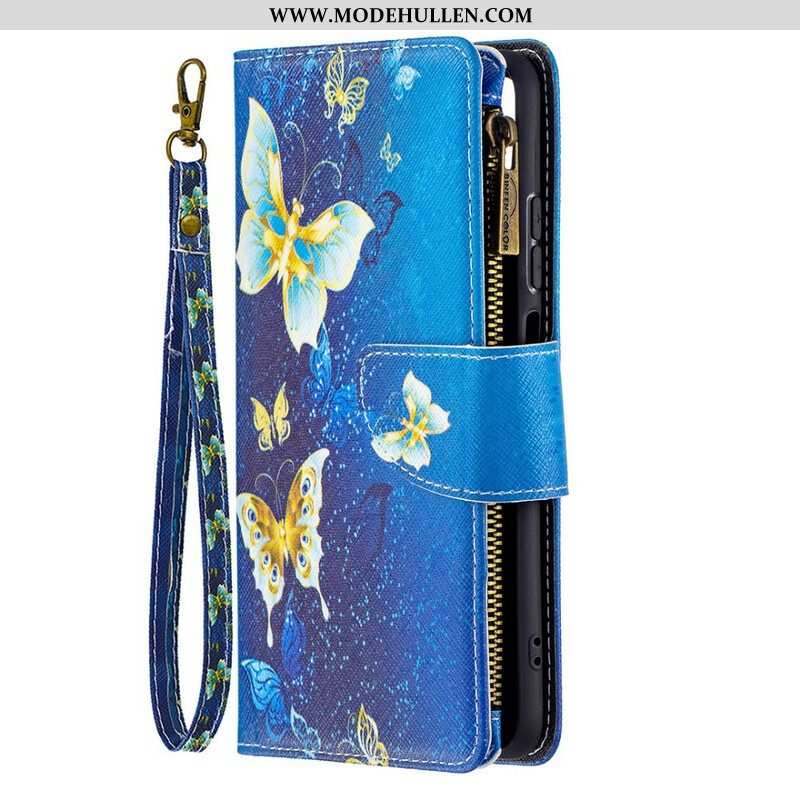 Lederhüllen Für Poco M5s Reißverschlusstasche Mit Schmetterlingen