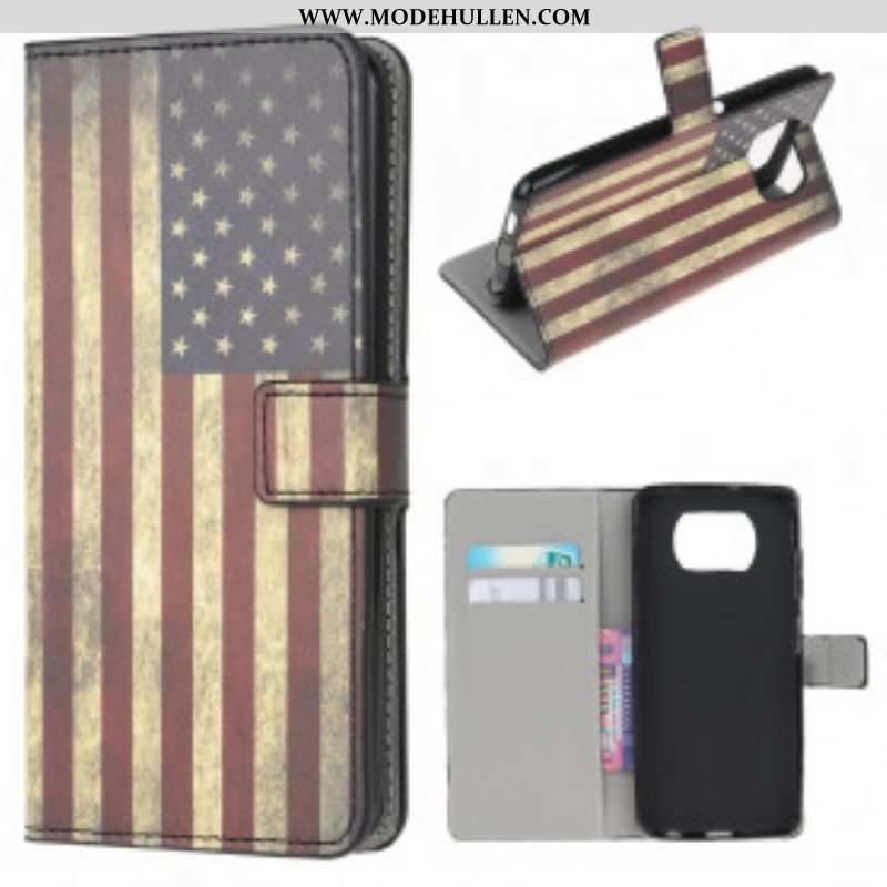 Lederhüllen Für Poco X3 / X3 Pro / X3 NFC Us Flagge