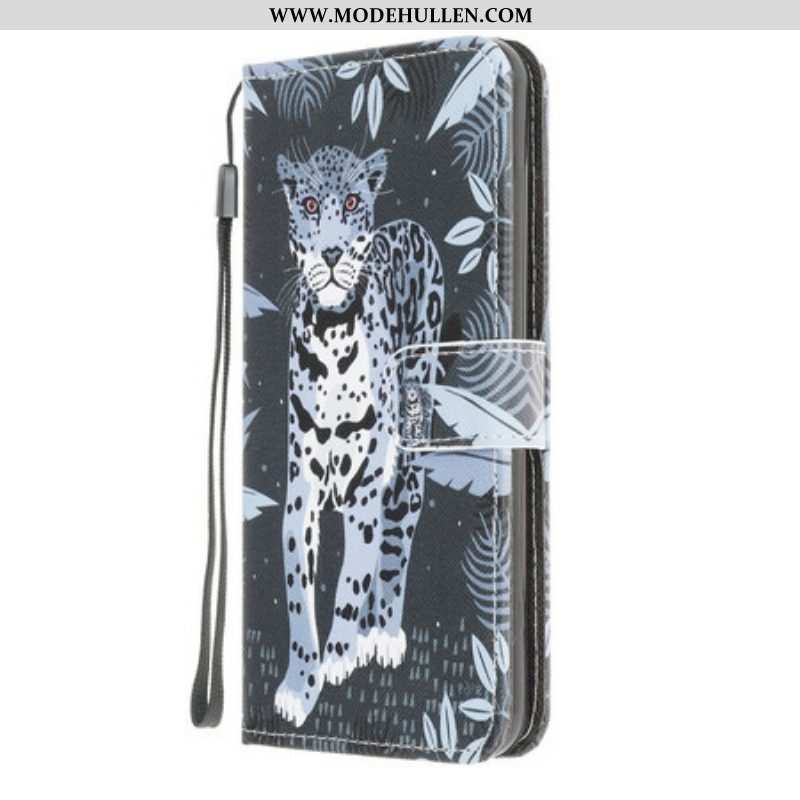 Lederhüllen Für Samsung Galaxy A42 5G Mit Kordel Riemchen-leopard