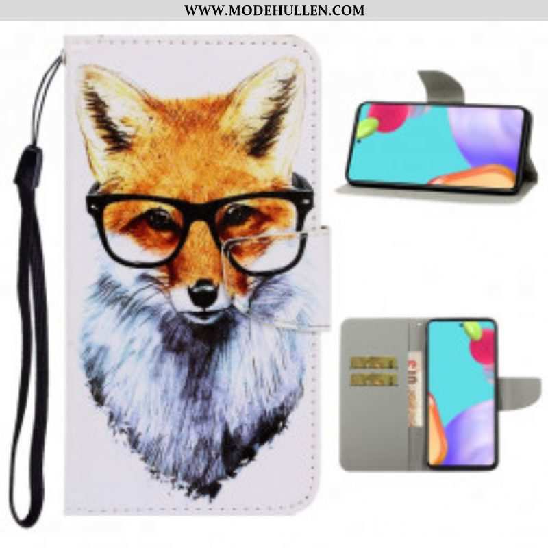 Lederhüllen Für Samsung Galaxy A52 4G / A52 5G / A52s 5G Mit Kordel Brainy Fox Mit Riemen