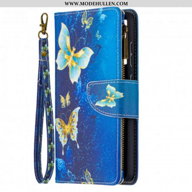 Lederhüllen Für Samsung Galaxy A52 4G / A52 5G / A52s 5G Reißverschlusstasche Mit Schmetterlingen