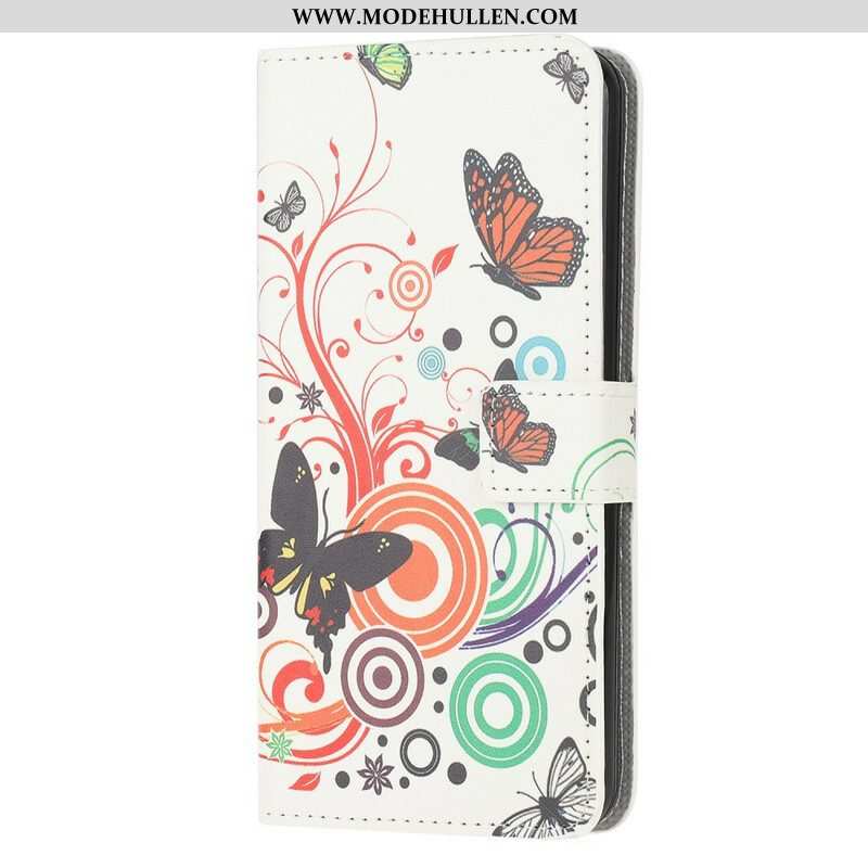 Lederhüllen Für Samsung Galaxy A52 4G / A52 5G / A52s 5G Schmetterlinge Und Blumen