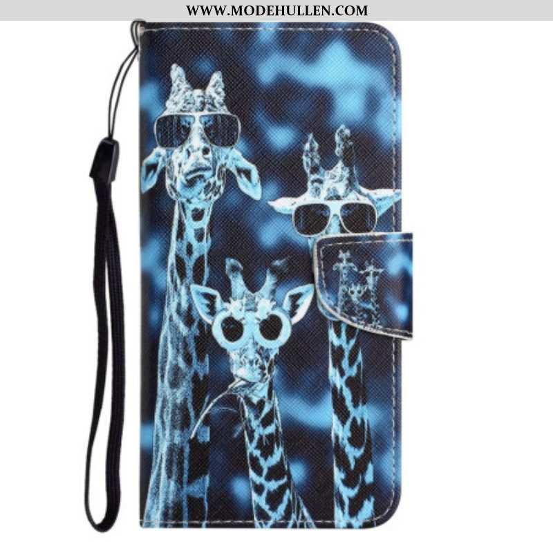 Lederhüllen Für Samsung Galaxy A53 5G Mit Kordel Inkognito-giraffen Im Schlüsselband