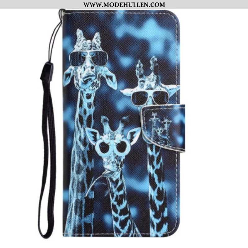 Lederhüllen Für Samsung Galaxy A54 5G Mit Kordel Inkognito-giraffen Im Schlüsselband