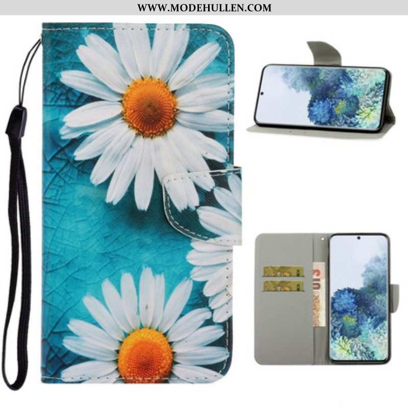 Lederhüllen Für Samsung Galaxy S21 5G Mit Kordel Tanga-gänseblümchen