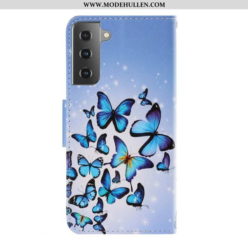 Lederhüllen Für Samsung Galaxy S21 5G Mit Kordel Variationen Von Schmetterlingsriemen