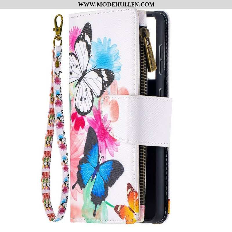 Lederhüllen Für Samsung Galaxy S21 5G Reißverschlusstasche Mit Schmetterlingen