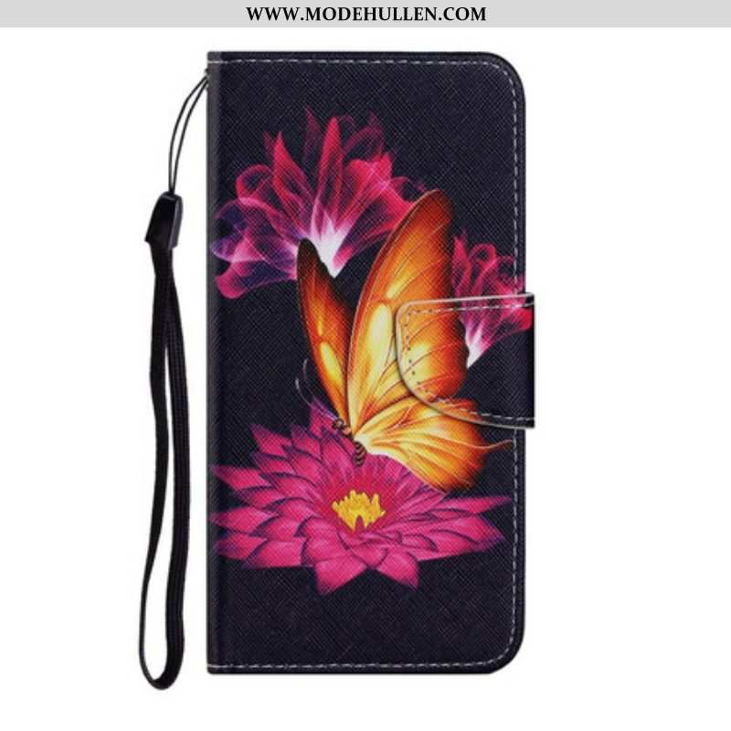 Lederhüllen Für Samsung Galaxy S21 FE Schmetterling Und Lotus