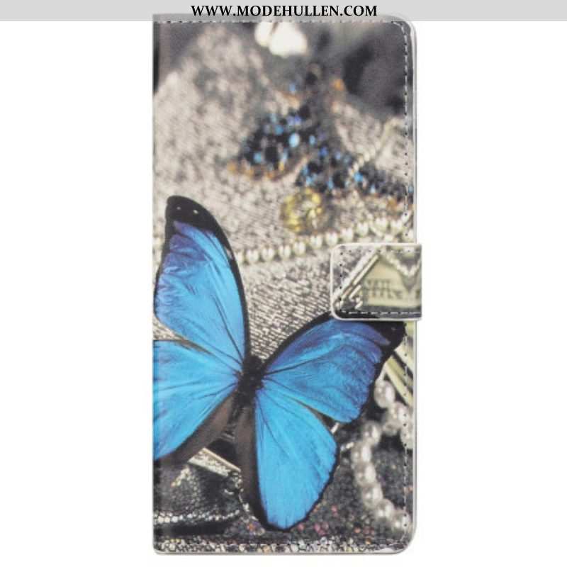 Lederhüllen Für Samsung Galaxy S23 5G Blauer Schmetterling