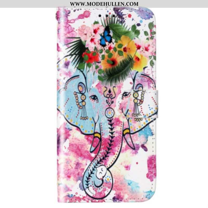 Lederhüllen Für Samsung Galaxy S23 5G Mit Kordel Stammes-elefant Mit Riemen