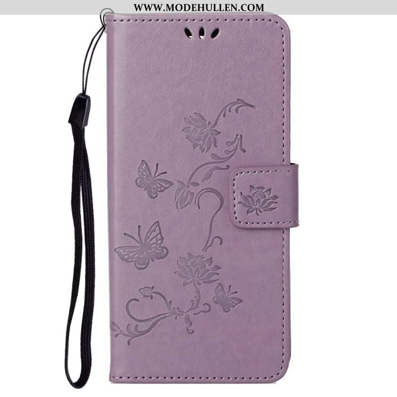 Lederhüllen Für Samsung Galaxy S23 5G Schmetterlinge Und Blumen