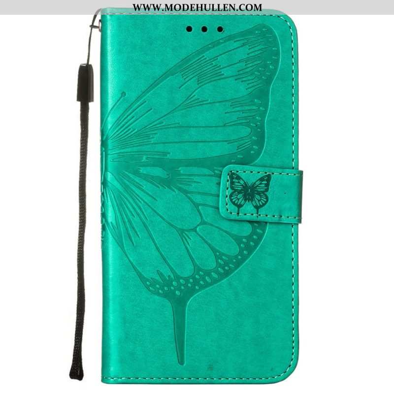 Lederhüllen Für Samsung Galaxy S23 5G Schmetterlingsdesign Mit Umhängeband