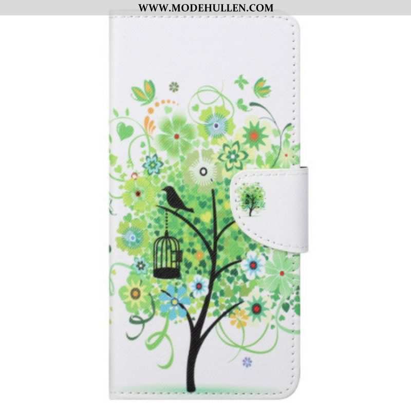 Lederhüllen Für Samsung Galaxy S23 Ultra 5G Baum Mit Grünem Laub