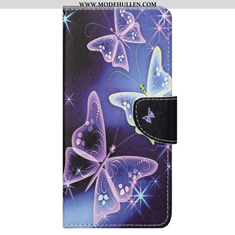 Lederhüllen Für Samsung Galaxy S23 Ultra 5G Erhabene Schmetterlinge