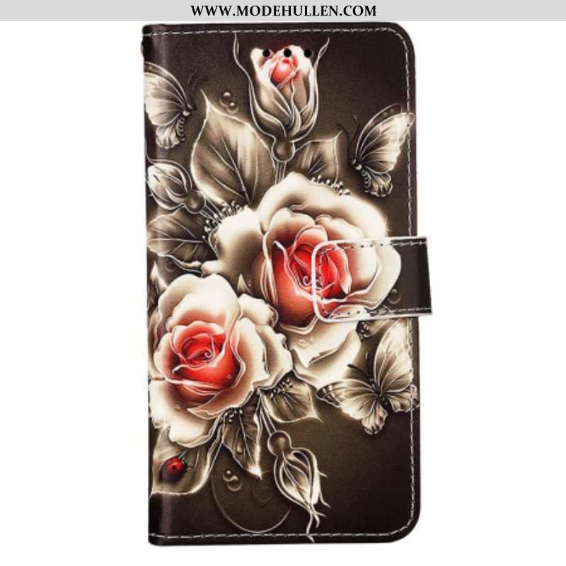 Lederhüllen Für Samsung Galaxy S23 Ultra 5G Goldene Rosen