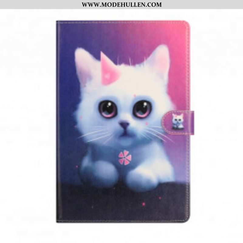 Lederhüllen Für Samsung Galaxy Tab A7 (2020) Weißes Kätzchen