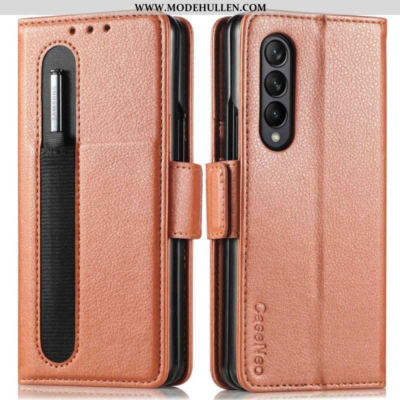 Lederhüllen Für Samsung Galaxy Z Fold 4 Caseneo Litchi-stiftschlitz Aus Kunstleder