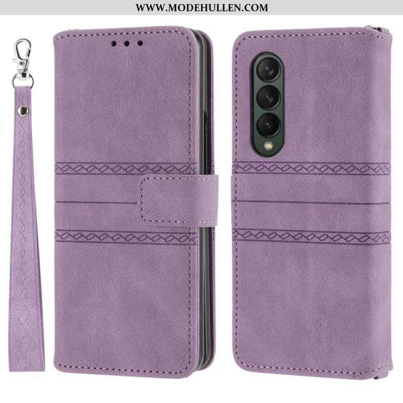 Lederhüllen Für Samsung Galaxy Z Fold 4 Kunstledergürtelmuster