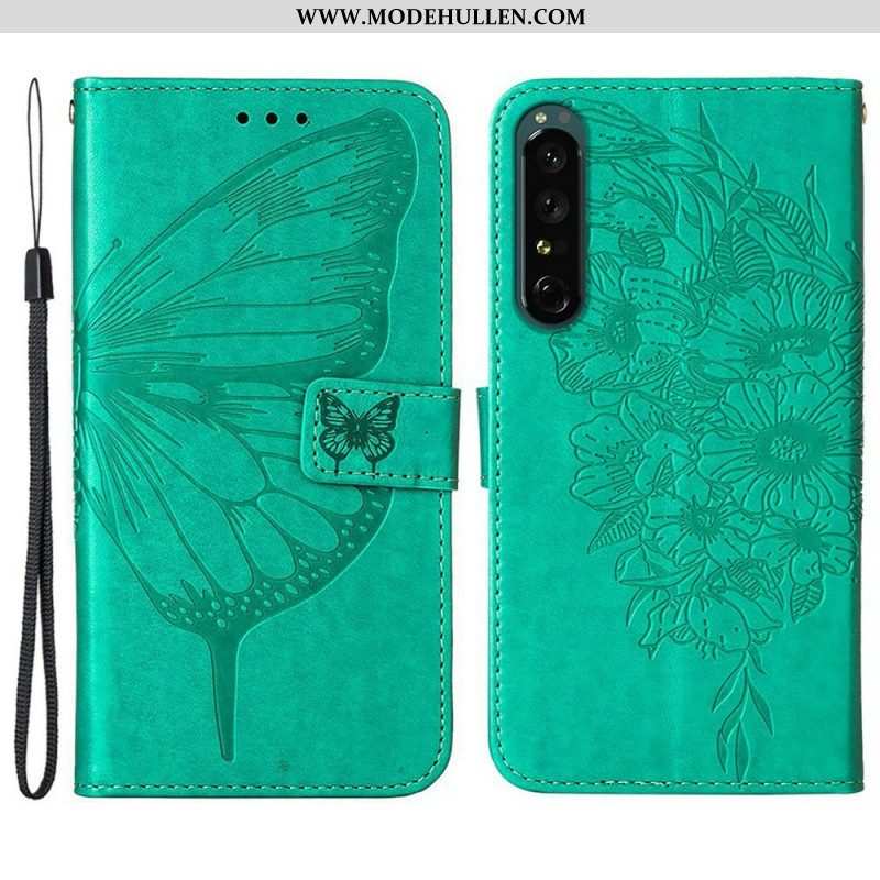 Lederhüllen Für Sony Xperia 1 IV Schmetterling Mit Schlüsselband
